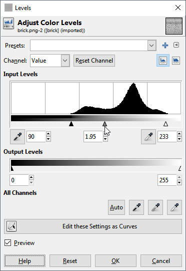 Adjusting the histogram in our height map.